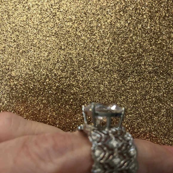 RING BELLA LUCE CZ WIDE LACY BAND SIZE 6.5 NWOT - Picture 4 of 5